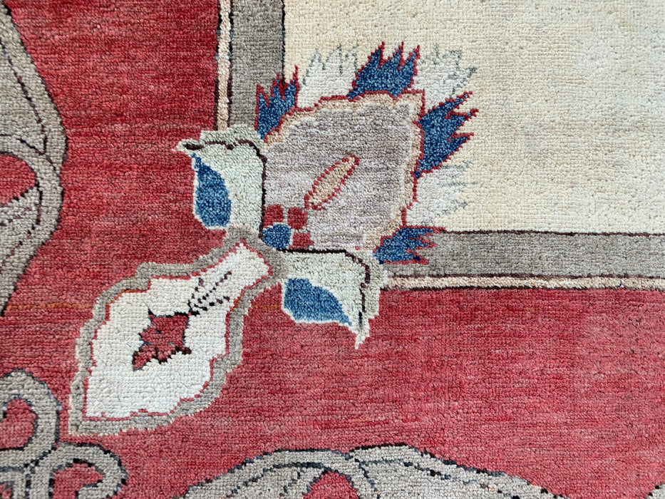 Handmade Persian Wool Area Rug 7x10 - Ivory Traditional Open Field Chobi Style Rug - Exact Size 8'2" x 5'10" - KBHM-627