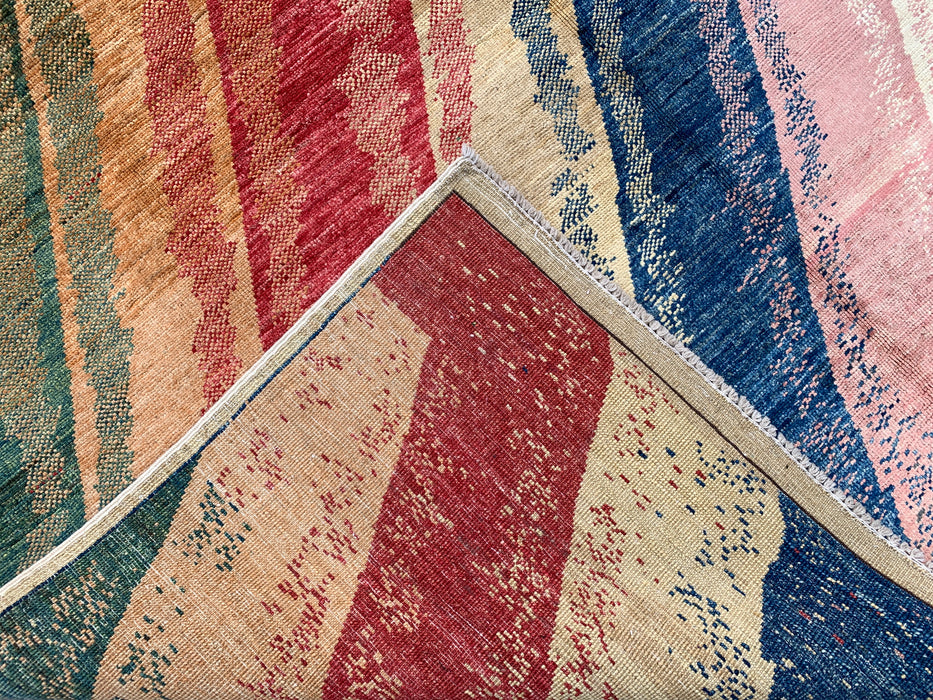 7'7 x 5'7 handgeknoopt Perzisch Chobi wollen vloerkleed - Veelkleurig abstract modern vloerkleed - KBHM-628
