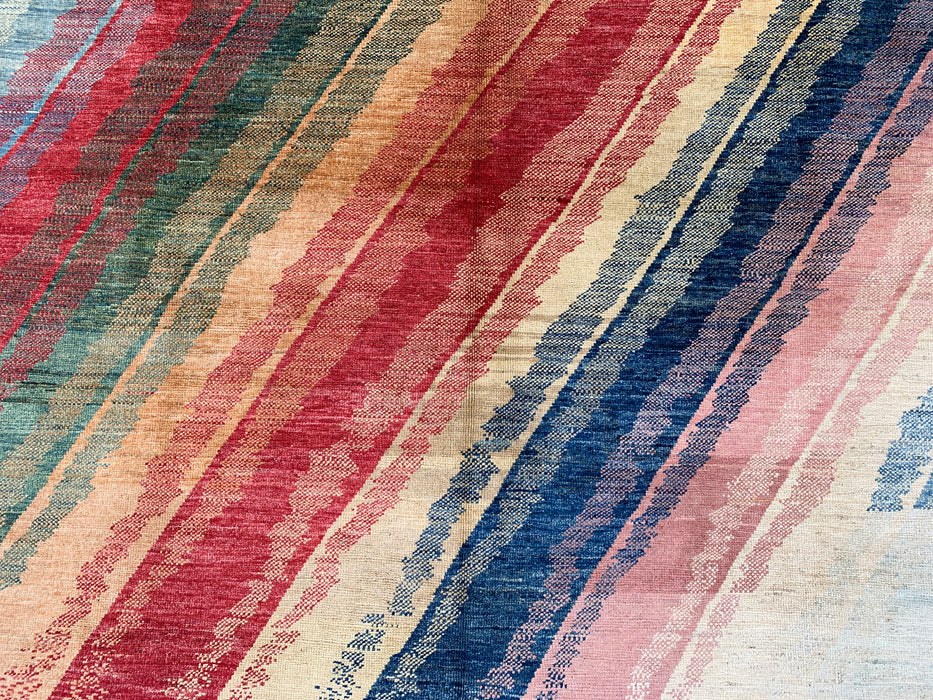 7'7 x 5'7 handgeknoopt Perzisch Chobi wollen vloerkleed - Veelkleurig abstract modern vloerkleed - KBHM-628