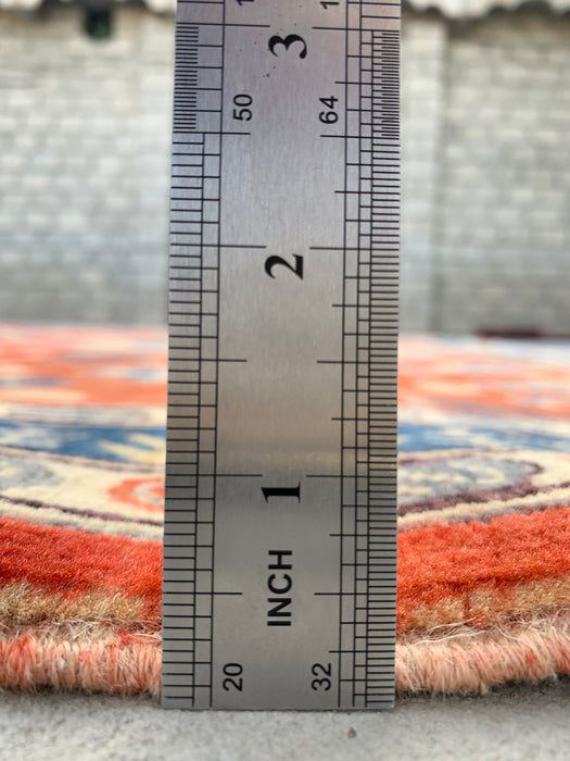 6'5 x 5'1 handgeknoopt Perzisch Chobi wollen vloerkleed - Oranje tribaal geometrisch vloerkleed - KBHM-629