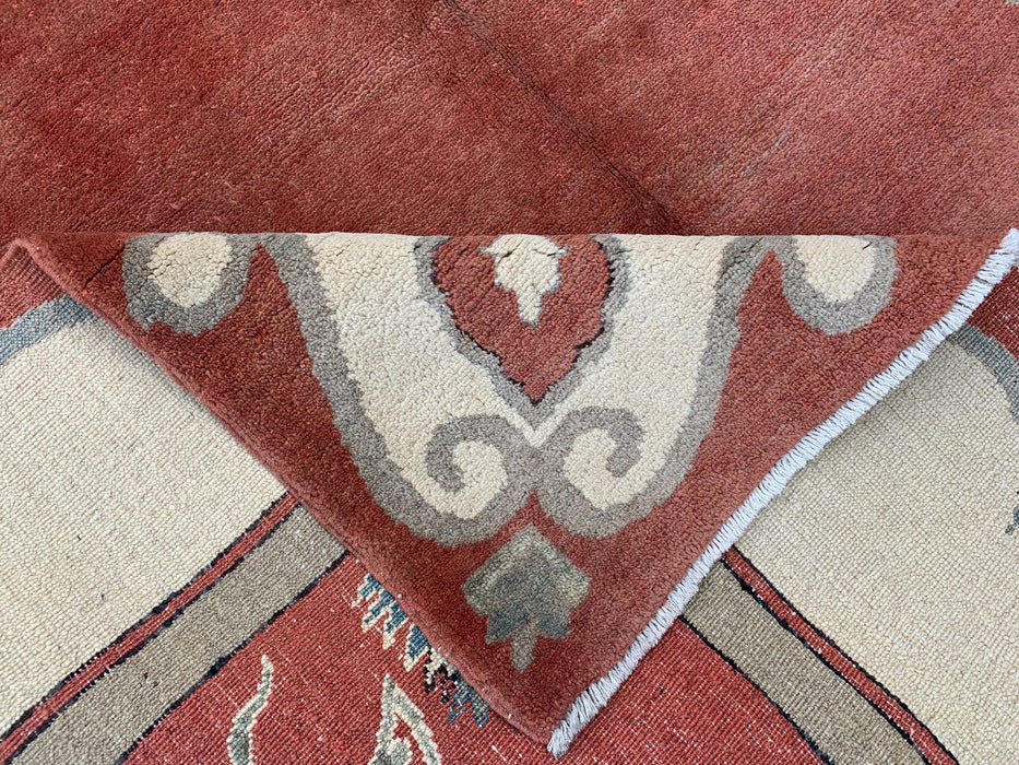 Handgemaakt Perzisch wollen vloerkleed 7x10 - Roestkleurig traditioneel Chobi-stijl kleed met open veld - Exacte afmetingen 7'8" x 6'0" - KBHM-631