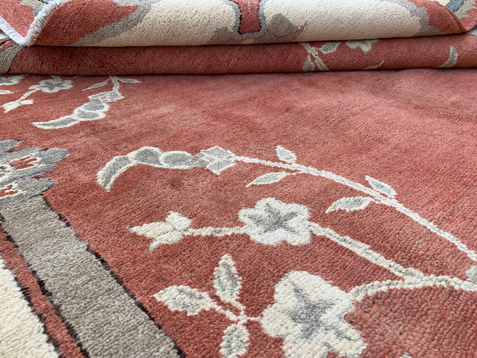 Handgemaakt Perzisch wollen vloerkleed 7x10 - Roestkleurig traditioneel Chobi-stijl kleed met open veld - Exacte afmetingen 7'8" x 6'0" - KBHM-631