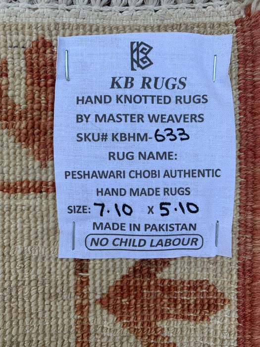 Handgemaakt Perzisch wollen vloerkleed 7x10 - Ivoor tribaal Tree of Life Chobi-stijl kleed - Exacte afmeting 7'10" x 5'10" - KBHM-633