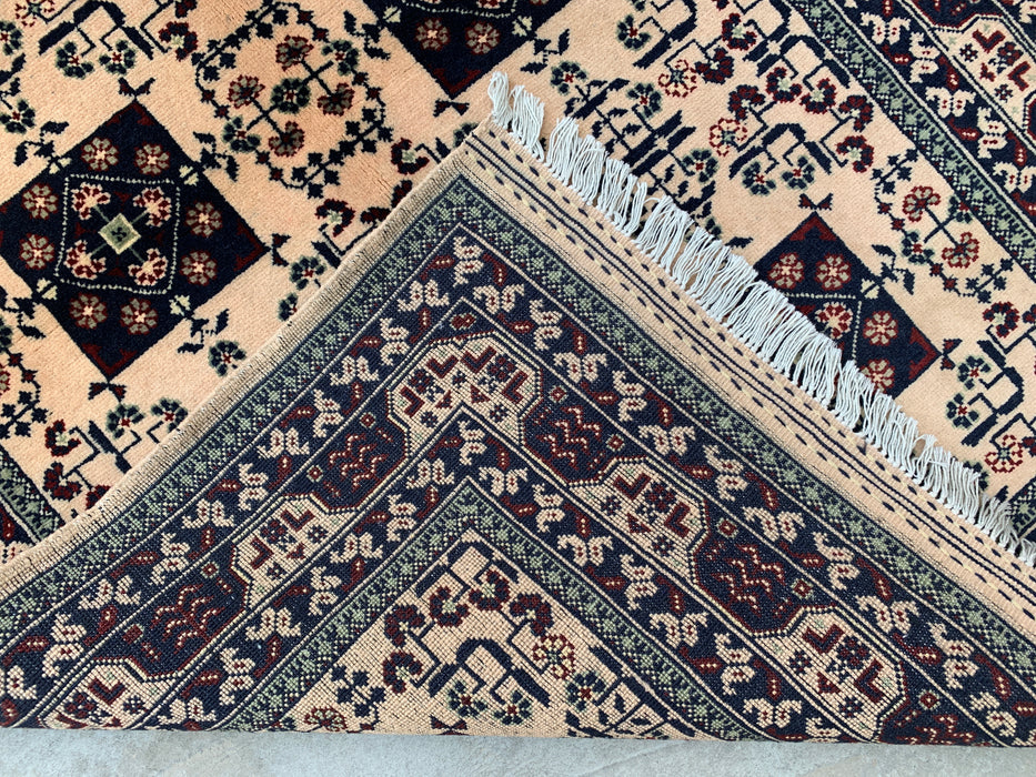 4'10 x 3'3 handgeknoopt Peshawari Chobi wollen tapijt - Ivoor kleurig tribaal geometrisch vloerkleed - KBHM-636