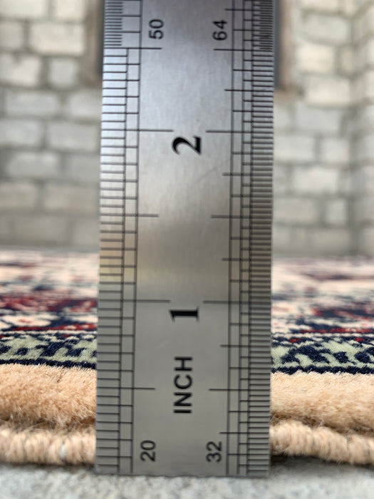 4'10 x 3'3 handgeknoopt Peshawari Chobi wollen tapijt - Ivoor kleurig tribaal geometrisch vloerkleed - KBHM-636