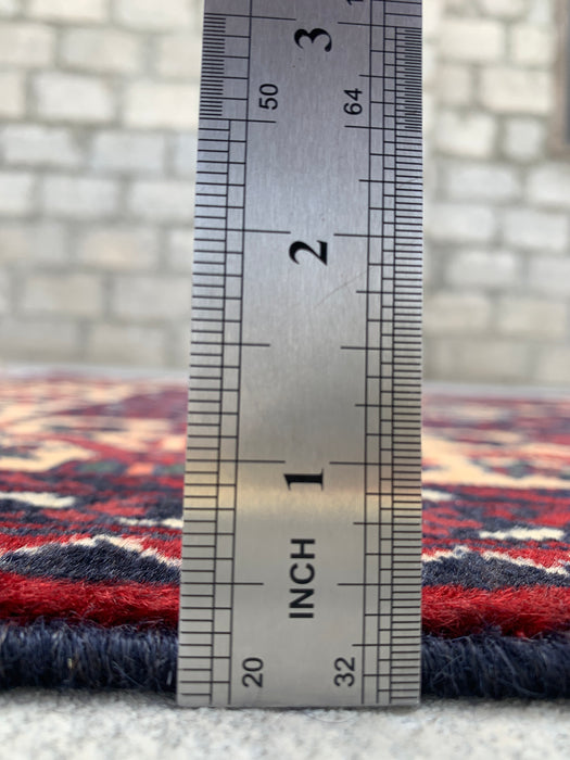 9'6 x 2'9 handgeknoopt Pesjwari Chobi wollen loper - Ivoor tribaal geometrisch gangkleed - KBHM-638