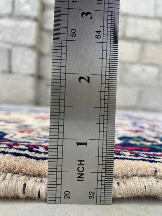 2'10 x 1'11 Handgeknoopt Peshawari Chobi wollen tapijt - Ivoorkleurig tribaal geometrisch accenttapijt - KBHM-639