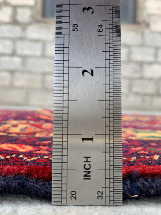 292 x 86 cm handgeknoopt Peshawari Chobi wollen loper - Rood tribaal geometrisch gangkleed - KBHM-641