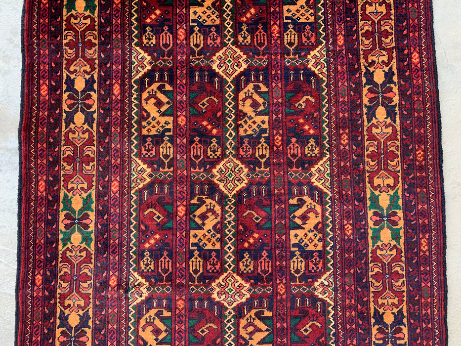 292 x 86 cm handgeknoopt Peshawari Chobi wollen loper - Rood tribaal geometrisch gangkleed - KBHM-641