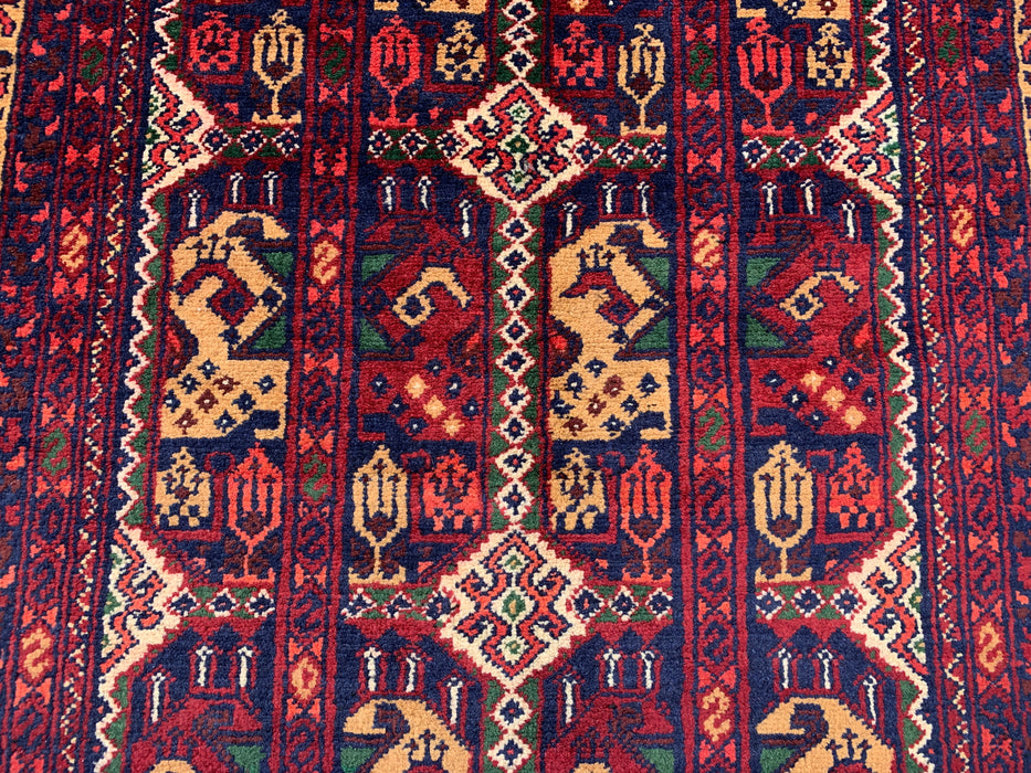 9'6 x 2'10 handgeknoopt Peshawari Chobi wollen loper - Rood tribaal geometrisch gangkleed - KBHM-642
