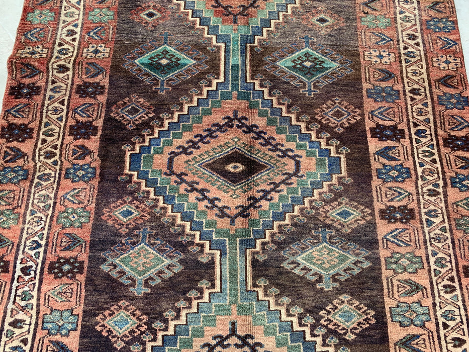 9'3 x 4'8 Handgeknoopt Perzisch wollen tapijt - Bruin tribaal geometrisch vloerkleed - KBHM-645