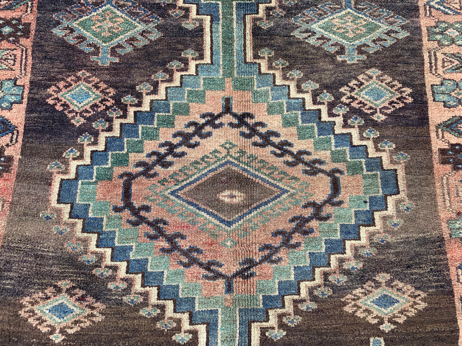 9'3 x 4'8 Handgeknoopt Perzisch wollen tapijt - Bruin tribaal geometrisch vloerkleed - KBHM-645