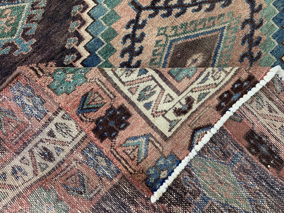 9'3 x 4'8 Handgeknoopt Perzisch wollen tapijt - Bruin tribaal geometrisch vloerkleed - KBHM-645