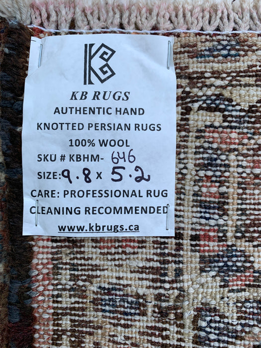 9'8 x 5'2 Handgeknoopt Perzisch wollen tapijt - Bruin tribaal geometrisch vloerkleed - KBHM-646