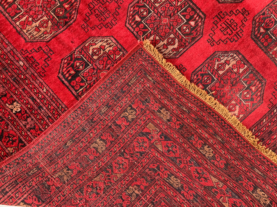 9'2 x 6'6 handgeknoopt Perzisch wollen tapijt - Rood tribaal geometrisch vloerkleed - KBHM-647
