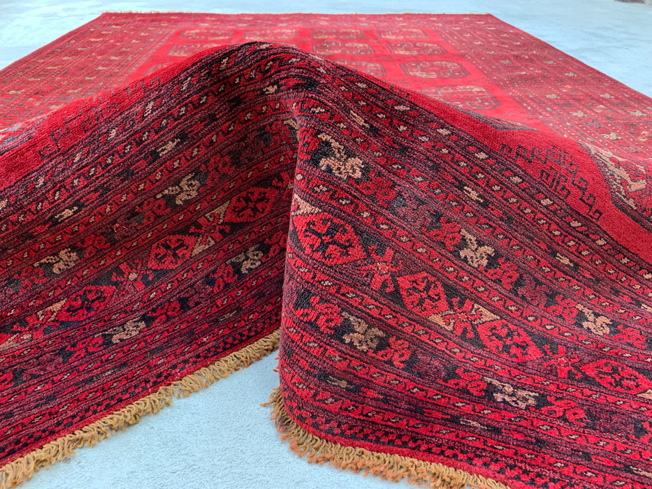 9'2 x 6'6 handgeknoopt Perzisch wollen tapijt - Rood tribaal geometrisch vloerkleed - KBHM-647