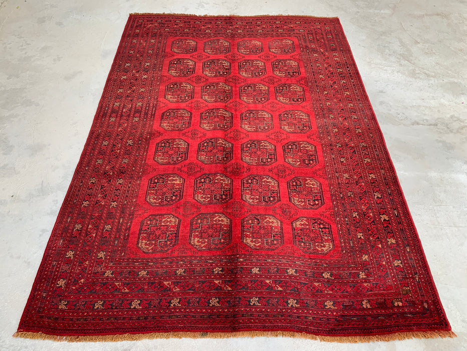 9'2 x 6'6 handgeknoopt Perzisch wollen tapijt - Rood tribaal geometrisch vloerkleed - KBHM-647