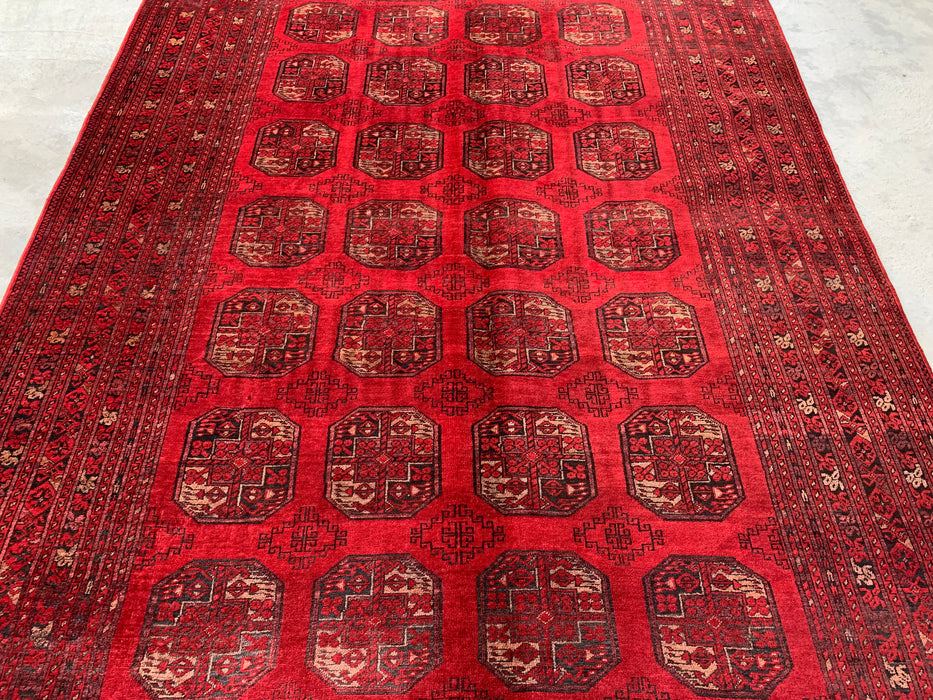 9'2 x 6'6 handgeknoopt Perzisch wollen tapijt - Rood tribaal geometrisch vloerkleed - KBHM-647