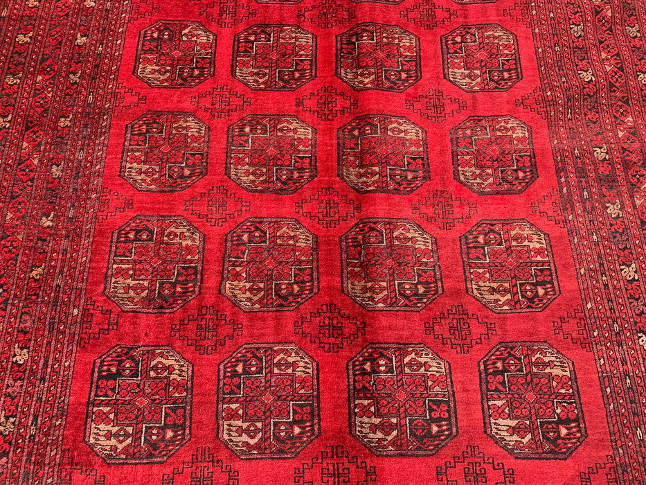 9'2 x 6'6 handgeknoopt Perzisch wollen tapijt - Rood tribaal geometrisch vloerkleed - KBHM-647