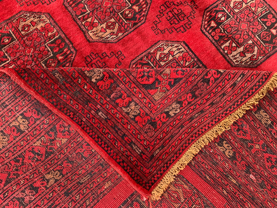 9'2 x 6'6 handgeknoopt Perzisch wollen tapijt - Rood tribaal geometrisch vloerkleed - KBHM-647
