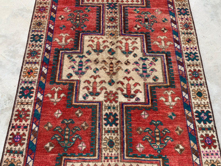 8'11 x 4'6 Handgeknoopt Perzisch wollen tapijt - Koraalkleurig tribaal medaillon vloerkleed - KBHM-649