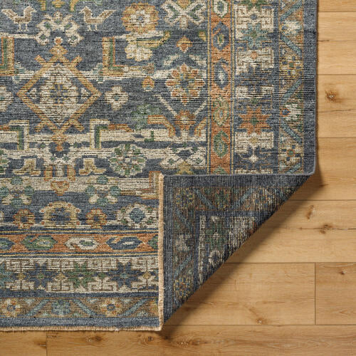 Reign Handmade Wool & Viscose Rug — Gray & Amber Medallion Pattern | REG-2324 - construction