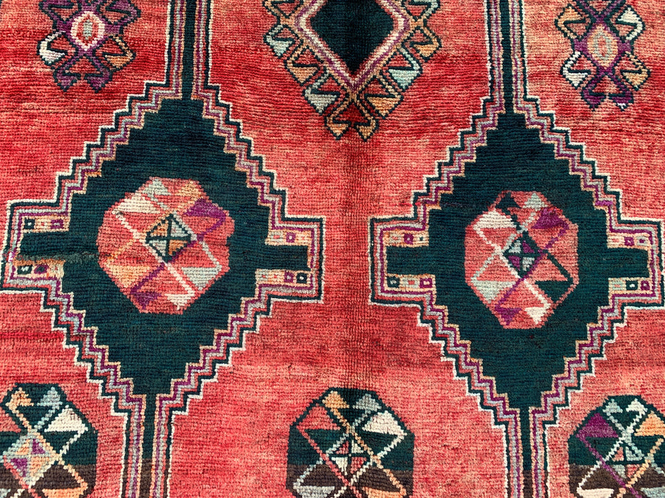 9'3 x 5'2 Handgeknoopt Perzisch wollen tapijt - Koraalkleurig tribaal geometrisch vloerkleed - KBHM-650