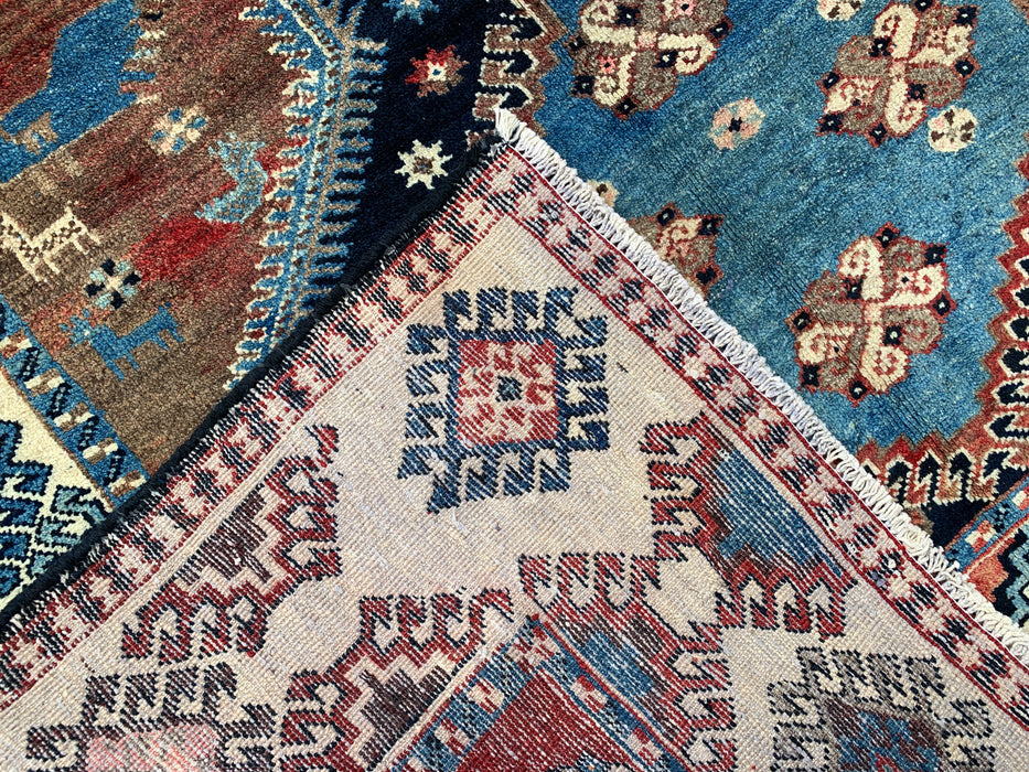 9'8 x 5'2 Handgeknoopt Perzisch wollen tapijt - Blauw tribaal geometrisch vloerkleed - KBHM-651