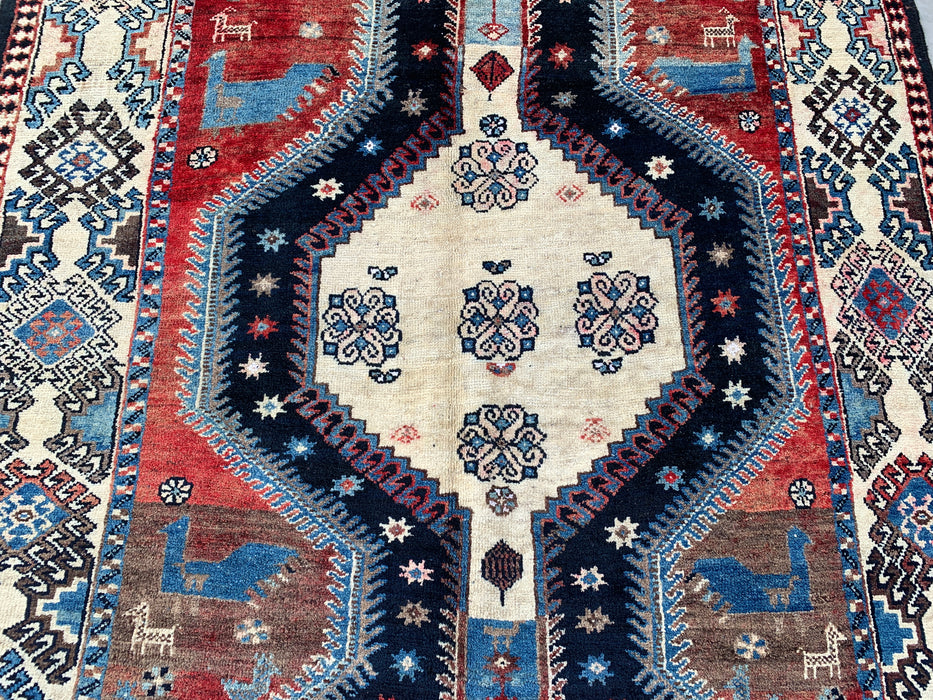 9'8 x 5'2 Handgeknoopt Perzisch wollen tapijt - Blauw tribaal geometrisch vloerkleed - KBHM-651
