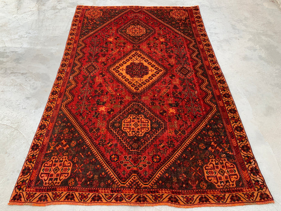 Handgemaakt Perzisch wollen vloerkleed 7x10 - Rood Perzisch tapijt in tribale medaillonstijl - Exacte afmetingen 277 cm x 180 cm - KBHM-652