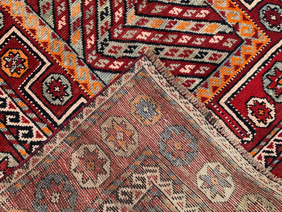 9'7 x 4'2 handgeknoopt Perzisch wollen vloerkleed - Rood tribaal geometrisch karpet - KBHM-653