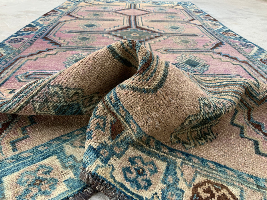 8'3 x 4'3 Hand-Knotted Persian Wool Rug - Blush Geometric Tribal Area Rug - KBHM-654