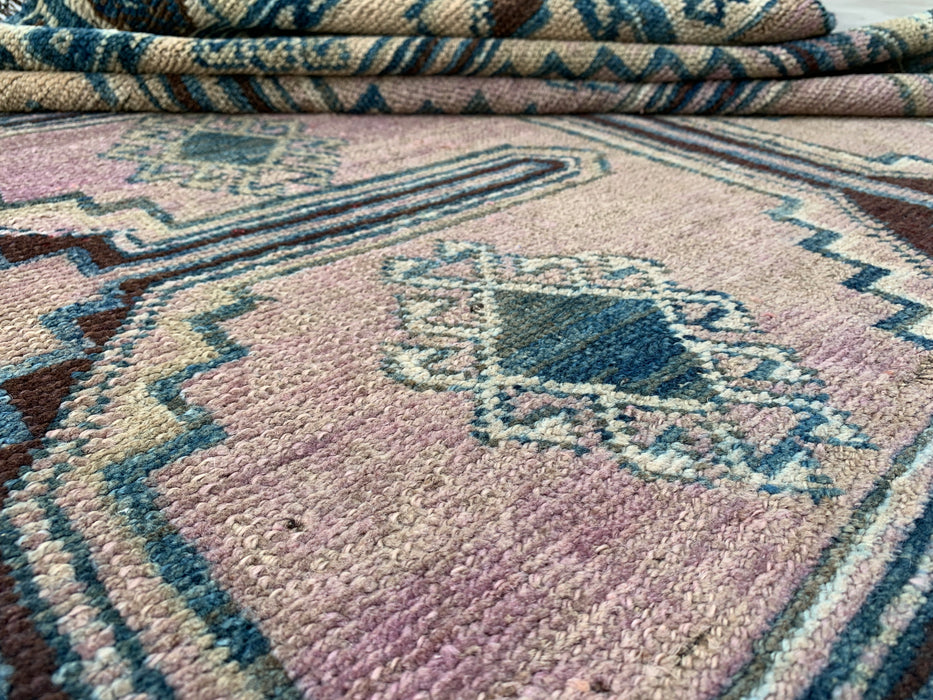 8'3 x 4'3 Hand-Knotted Persian Wool Rug - Blush Geometric Tribal Area Rug - KBHM-654