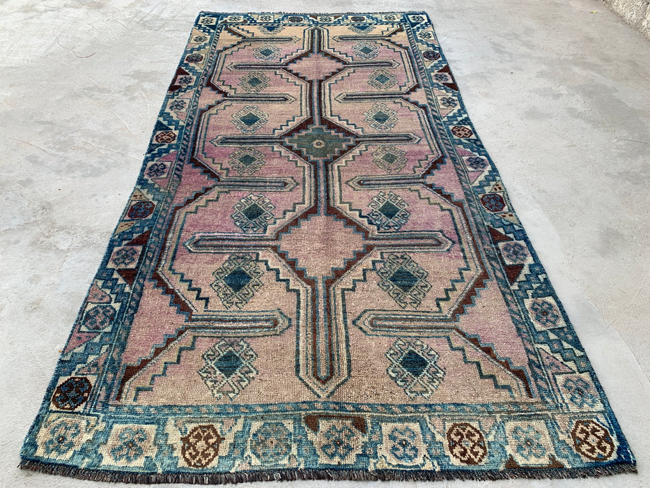 8'3 x 4'3 Hand-Knotted Persian Wool Rug - Blush Geometric Tribal Area Rug - KBHM-654