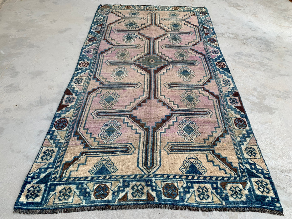 8'3 x 4'3 Hand-Knotted Persian Wool Rug - Blush Geometric Tribal Area Rug - KBHM-654