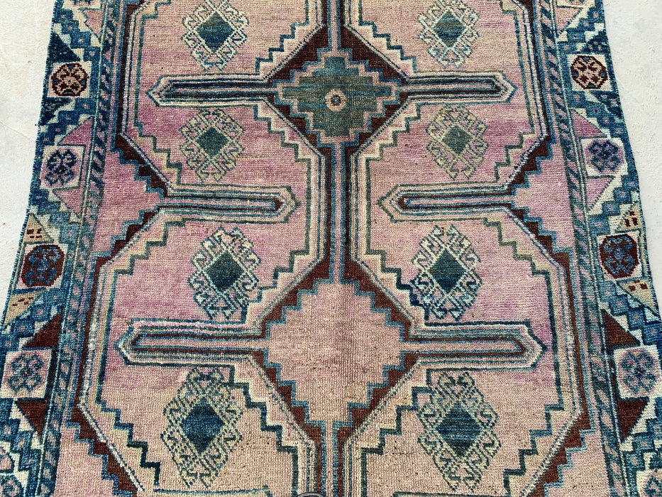 8'3 x 4'3 Hand-Knotted Persian Wool Rug - Blush Geometric Tribal Area Rug - KBHM-654