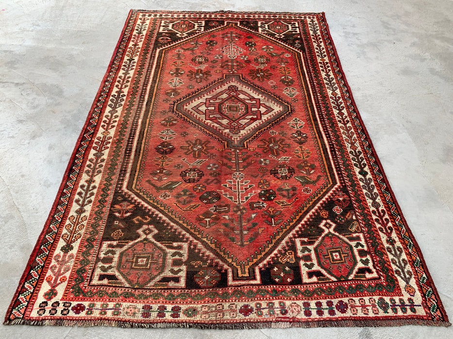 8'0 x 5'8 Handgeknoopt Perzisch wollen vloerkleed - Rood tribaal medaillon vloerkleed - KBHM-655