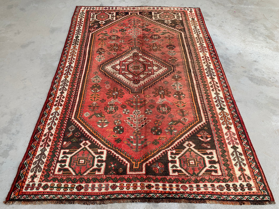 8'0 x 5'8 Handgeknoopt Perzisch wollen vloerkleed - Rood tribaal medaillon vloerkleed - KBHM-655