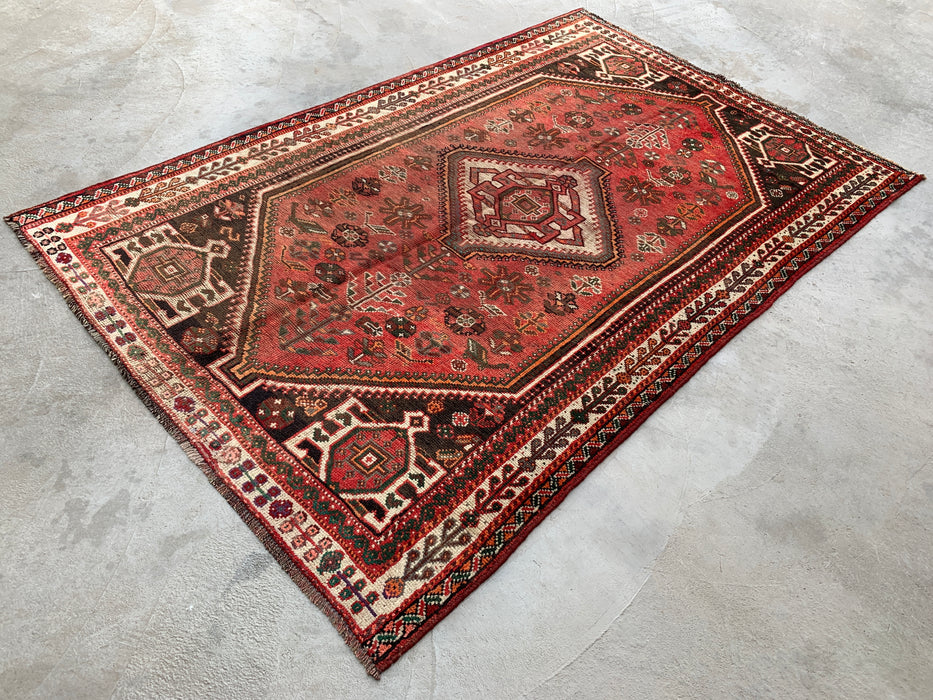 8'0 x 5'8 Handgeknoopt Perzisch wollen vloerkleed - Rood tribaal medaillon vloerkleed - KBHM-655