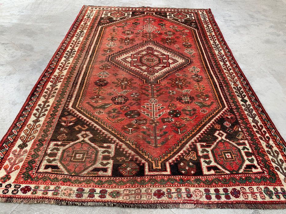 8'0 x 5'8 Handgeknoopt Perzisch wollen vloerkleed - Rood tribaal medaillon vloerkleed - KBHM-655