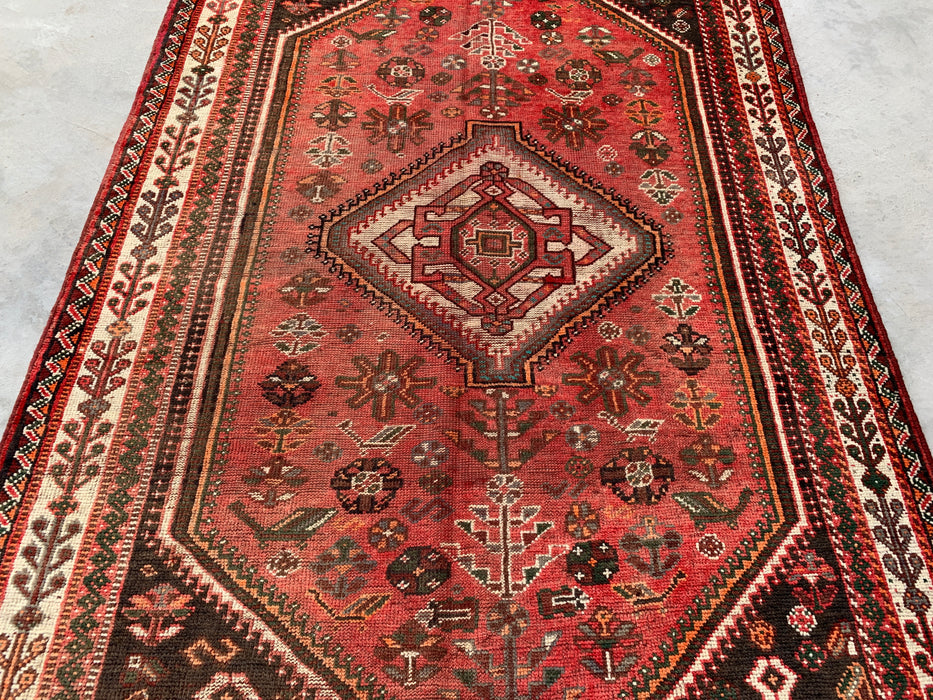 8'0 x 5'8 Handgeknoopt Perzisch wollen vloerkleed - Rood tribaal medaillon vloerkleed - KBHM-655