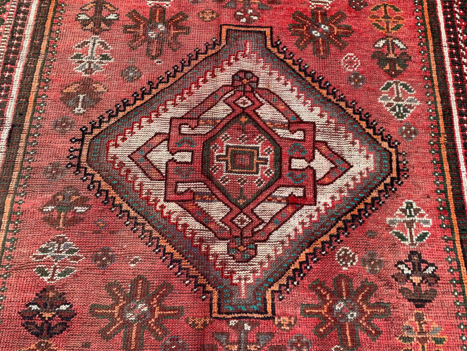 8'0 x 5'8 Handgeknoopt Perzisch wollen vloerkleed - Rood tribaal medaillon vloerkleed - KBHM-655