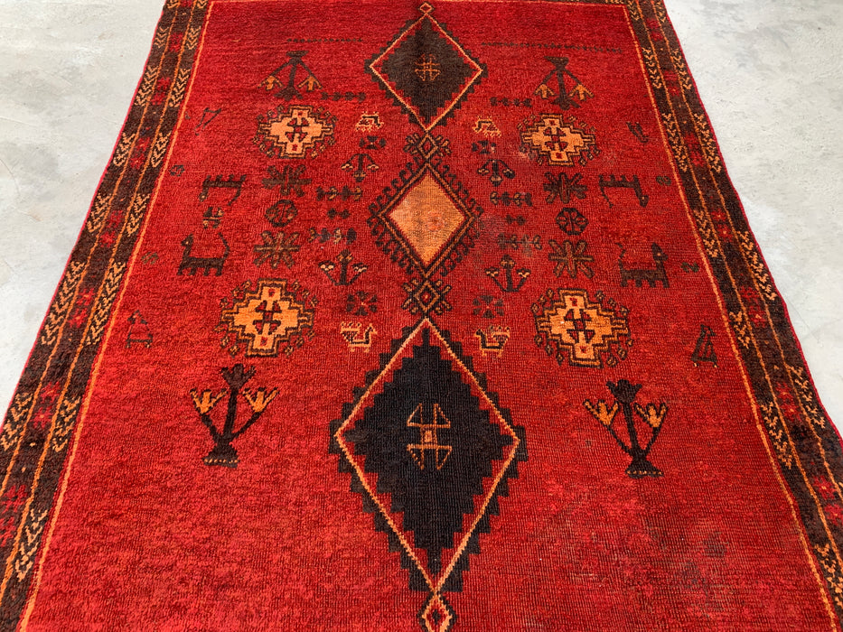 229 cm x 165 cm handgeknoopt Perzisch wollen tapijt - Rood tribaal geometrisch vloerkleed - KBHM-656
