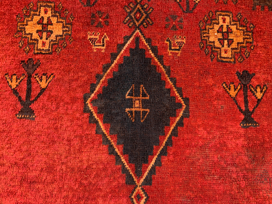 229 cm x 165 cm handgeknoopt Perzisch wollen tapijt - Rood tribaal geometrisch vloerkleed - KBHM-656