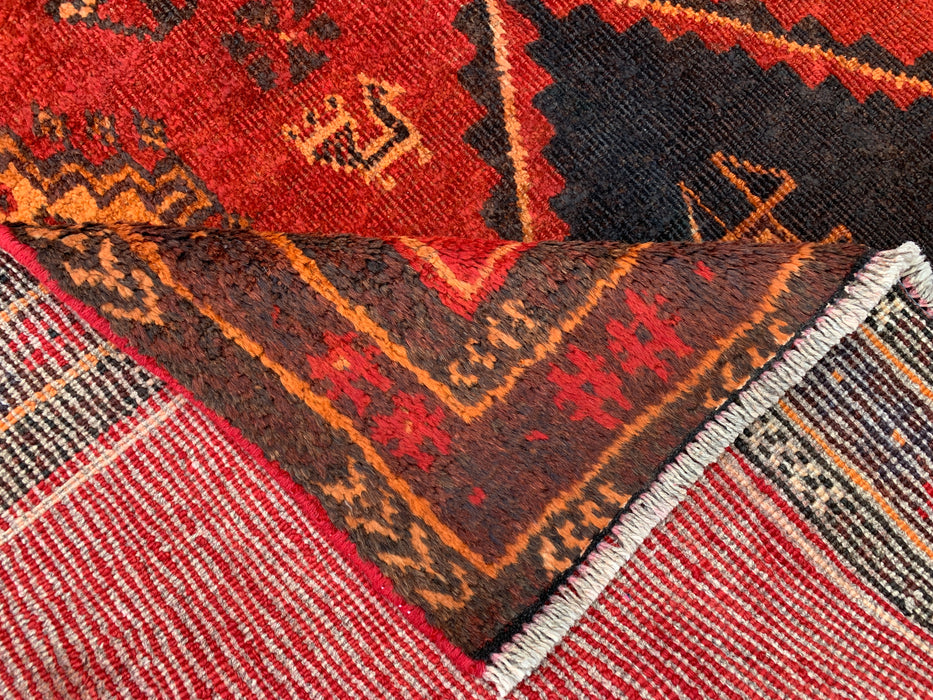 229 cm x 165 cm handgeknoopt Perzisch wollen tapijt - Rood tribaal geometrisch vloerkleed - KBHM-656