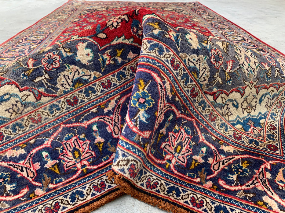 8'4 x 4'9 Hand-Knotted Persian Wool Rug - Red Floral Medallion Area Rug - KBHM-657