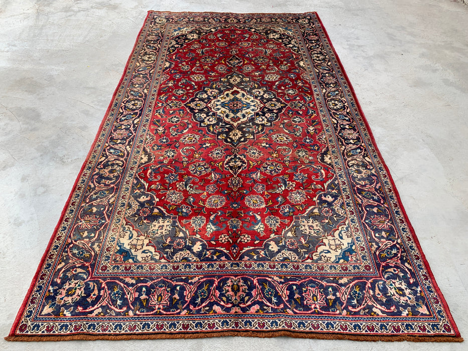 8'4 x 4'9 Hand-Knotted Persian Wool Rug - Red Floral Medallion Area Rug - KBHM-657