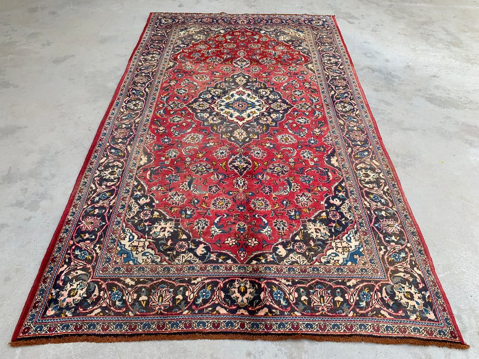8'4 x 4'9 Hand-Knotted Persian Wool Rug - Red Floral Medallion Area Rug - KBHM-657