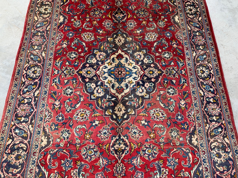 8'4 x 4'9 Hand-Knotted Persian Wool Rug - Red Floral Medallion Area Rug - KBHM-657