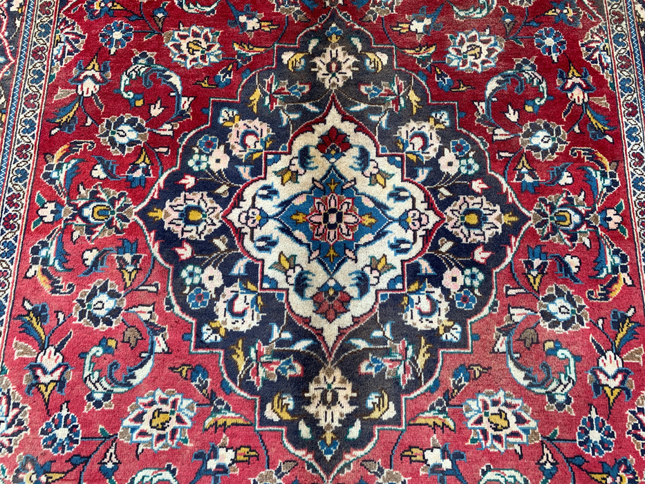 8'4 x 4'9 Hand-Knotted Persian Wool Rug - Red Floral Medallion Area Rug - KBHM-657
